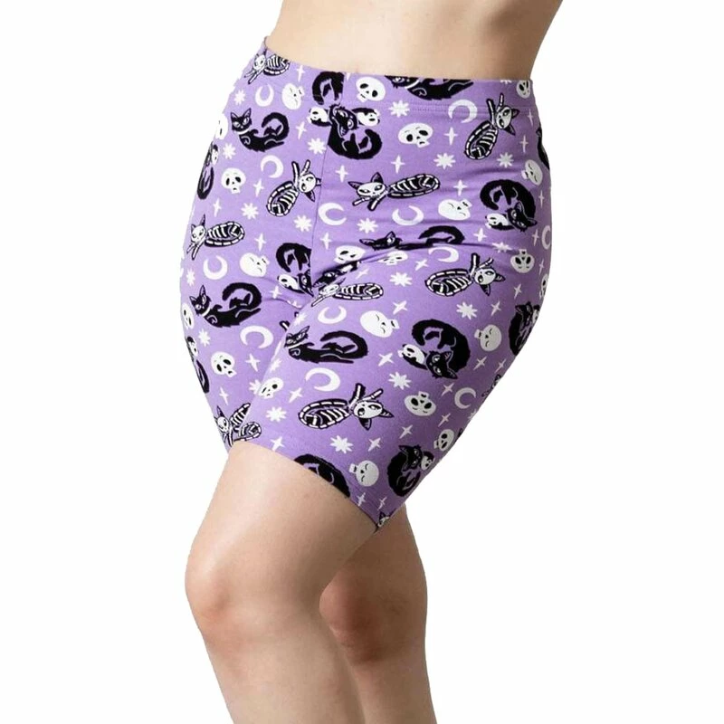 Killstar Bike Shorts - Purr Off Plum 1 Killstar Bike Shorts - Purr Off Plum