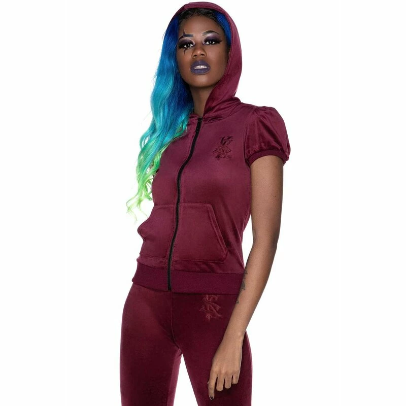 Killstar Kapuzenjacke - Dee-Lux Hoodie Burgunder 1 Killstar Kapuzenjacke - Dee-Lux Hoodie Burgunder