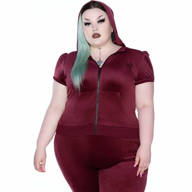 Killstar Kapuzenjacke - Dee-Lux Hoodie Burgunder 3 Killstar Kapuzenjacke - Dee-Lux Hoodie Burgunder – Bild 3