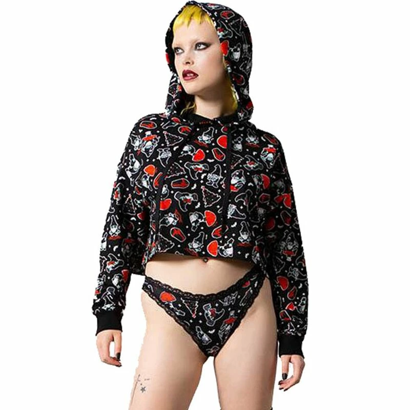 Killstar Kapuzenpullover - Gnomies Cropped Hoodie 1 Killstar Kapuzenpullover - Gnomies Cropped Hoodie