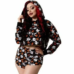 Killstar Kapuzenpullover - Haunted Pumpkin Cropped Hoodie