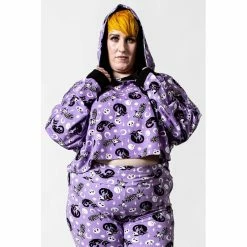 Killstar Kapuzenpullover - Purr Off Cropped Hoodie Plum -Banned Alternative Discount Store killstar kapuzenpullover purr off cropped hoodie plum3