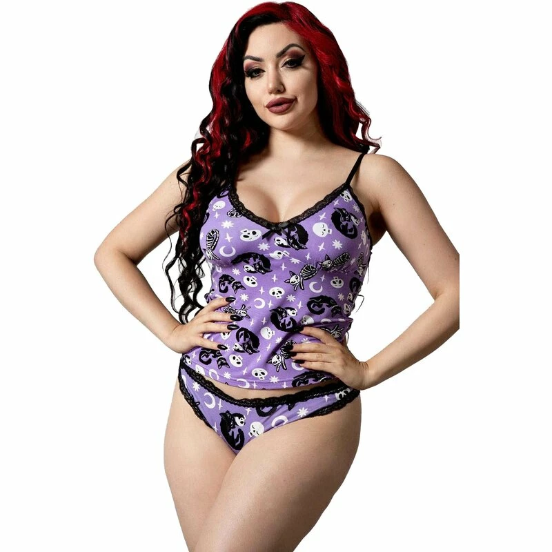 Killstar Leibchen - Purr Off Cami Plum 1 Killstar Leibchen - Purr Off Cami Plum