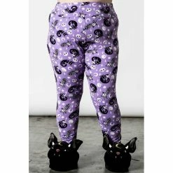 Killstar Lounge Leggings - Purr Off Plum -Banned Alternative Discount Store killstar lounge leggings purr off plum3