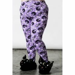 Killstar Lounge Leggings - Purr Off Plum -Banned Alternative Discount Store killstar lounge leggings purr off plum4