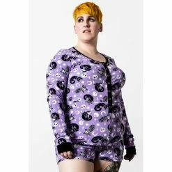 Killstar Lounge Playsuit - Purr Off Plum -Banned Alternative Discount Store killstar lounge playsuit purr off plum4