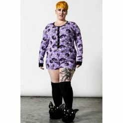 Killstar Lounge Playsuit - Purr Off Plum -Banned Alternative Discount Store killstar lounge playsuit purr off plum6