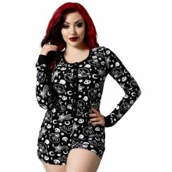 Killstar Lounge Playsuit - Purr Off Schwarz