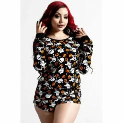 Killstar Lounge Top - Haunted Pumpkin Long Sleeve -Banned Alternative Discount Store killstar lounge top haunted pumpkin long sleeve2