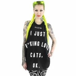Killstar Muscle Tank Top - Love Cats