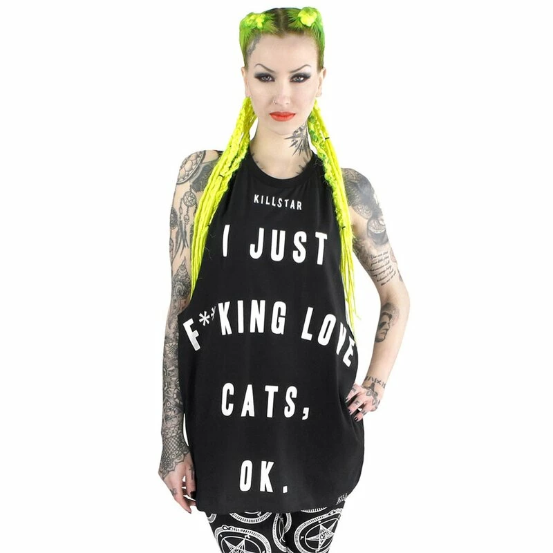 Killstar Muscle Tank Top - Love Cats 1 Killstar Muscle Tank Top - Love Cats