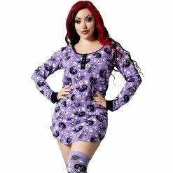 Killstar Nachthemd - Purr Off Sleep Dress Plum