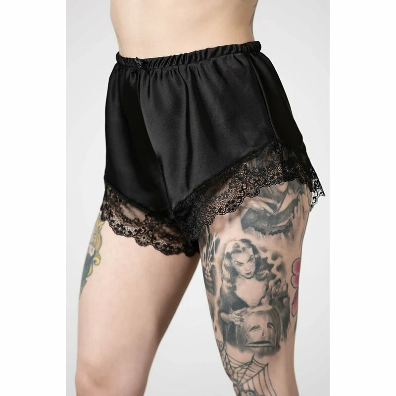 Killstar Satin Shorts - Severina Schwarz 2 Killstar Satin Shorts - Severina Schwarz – Bild 2