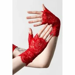 Killstar Spitze Handschuhe - Embrace The Night Scarlet