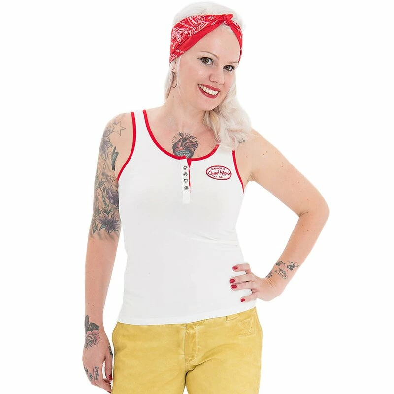 Queen Kerosin Damen Tank Top - Speedway Off-White 1 Queen Kerosin Damen Tank Top - Speedway Off-White