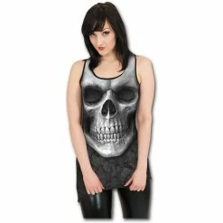 Spiral Gothbottom Tank Top Mit Spitze - Solemn Skull